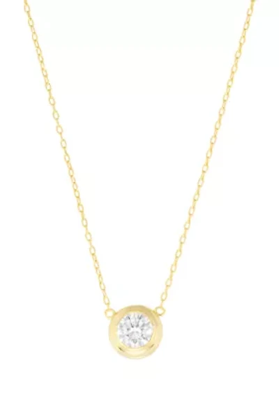 Gold Over Sterling Silver Cubic Zirconia Bezel Necklace