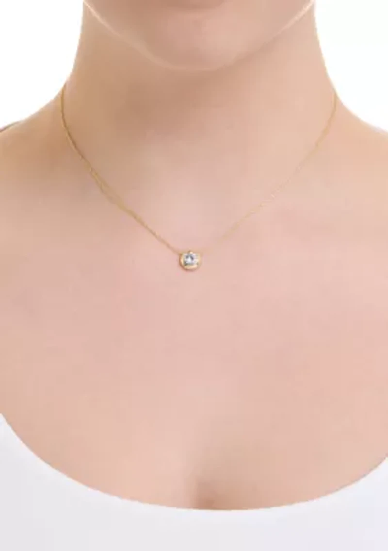 Gold Over Sterling Silver Cubic Zirconia Bezel Necklace