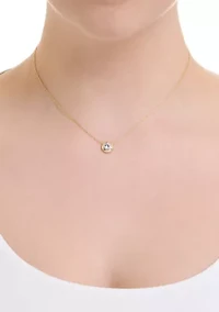 Gold Over Sterling Silver Cubic Zirconia Bezel Necklace