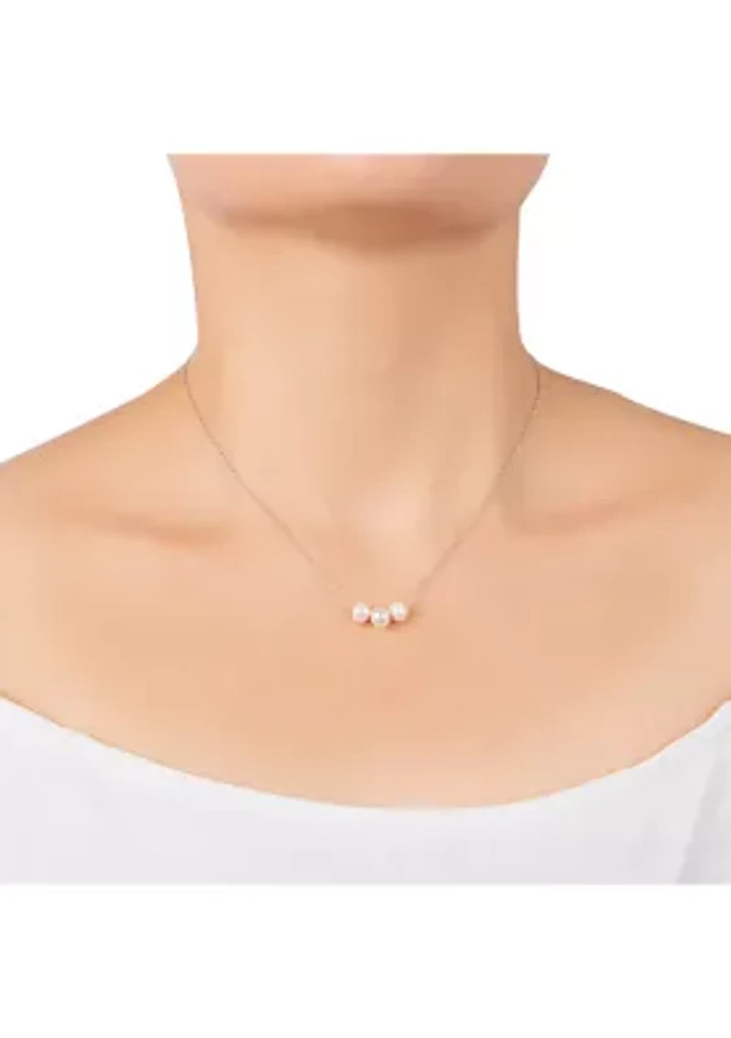 Sterling Silver 16" + 2" Triple Freshwater Pearl Necklace