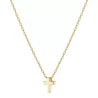 Gold Over Sterling Silver 16+2IN Small Cross Pendant Necklace