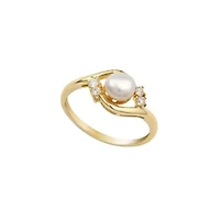 Sterling Silver Fresh Water Pearl Ring with Cubic Zirconia Accents 7