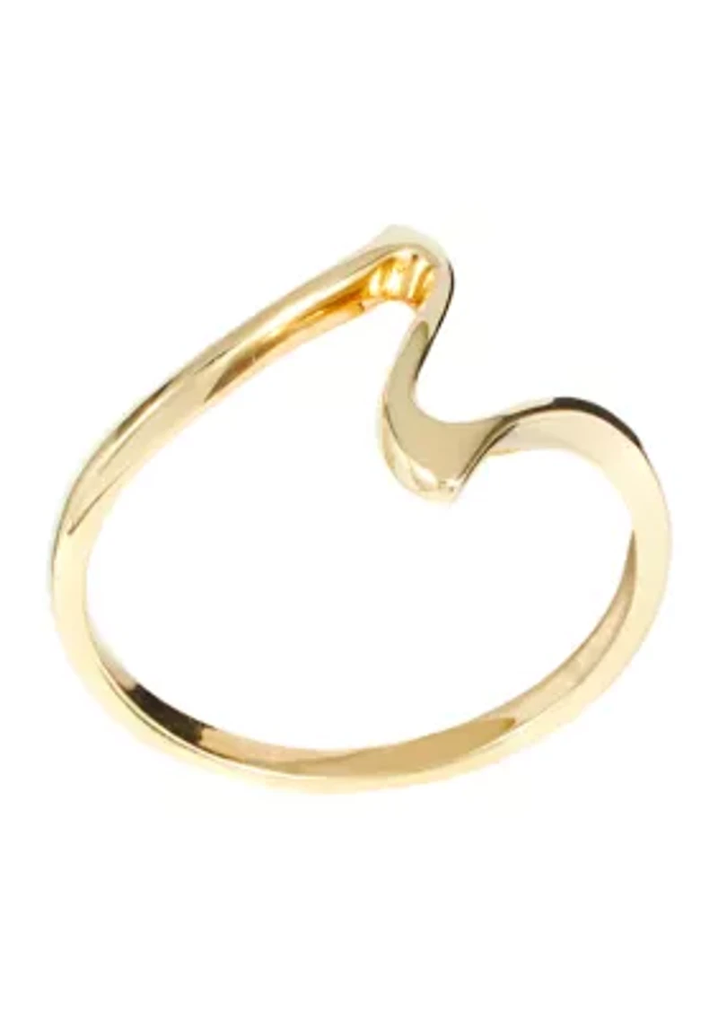 Gold Over Sterling Silver Abstract Zig Zag Ring - Size 7