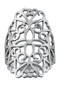 Sterling Silver Laser Cut Heart and Flower Ring