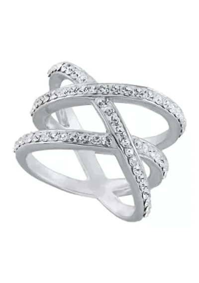 Sterling Silver Crystal Woven Band Ring