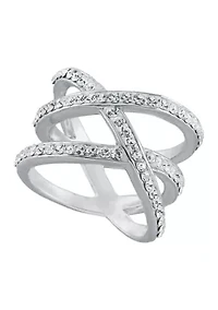 Sterling Silver Crystal Woven Band Ring