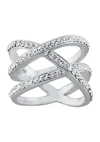 Sterling Silver Crystal Woven Band Ring