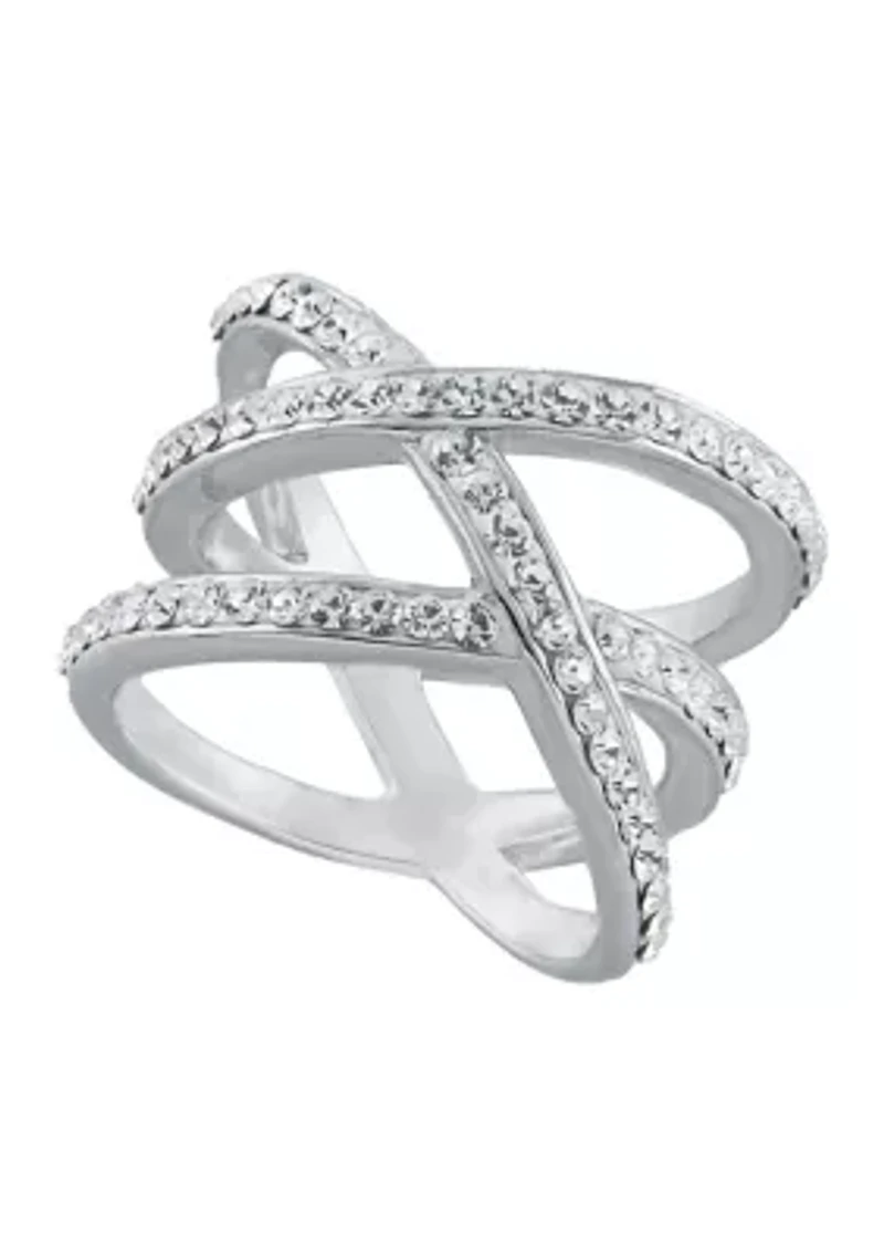 Sterling Silver Crystal Open Woven Ring