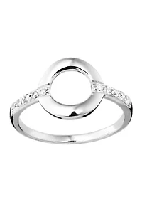 Sterling Silver Cubic Zirconia Pave Open Circle Ring