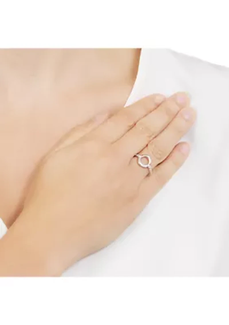 Sterling Silver Cubic Zirconia Pave Open Circle Ring