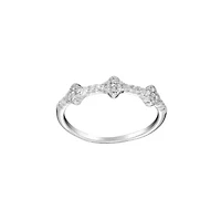 Sterling Silver Cubic Zirconia 3 Flower Ring Size 8