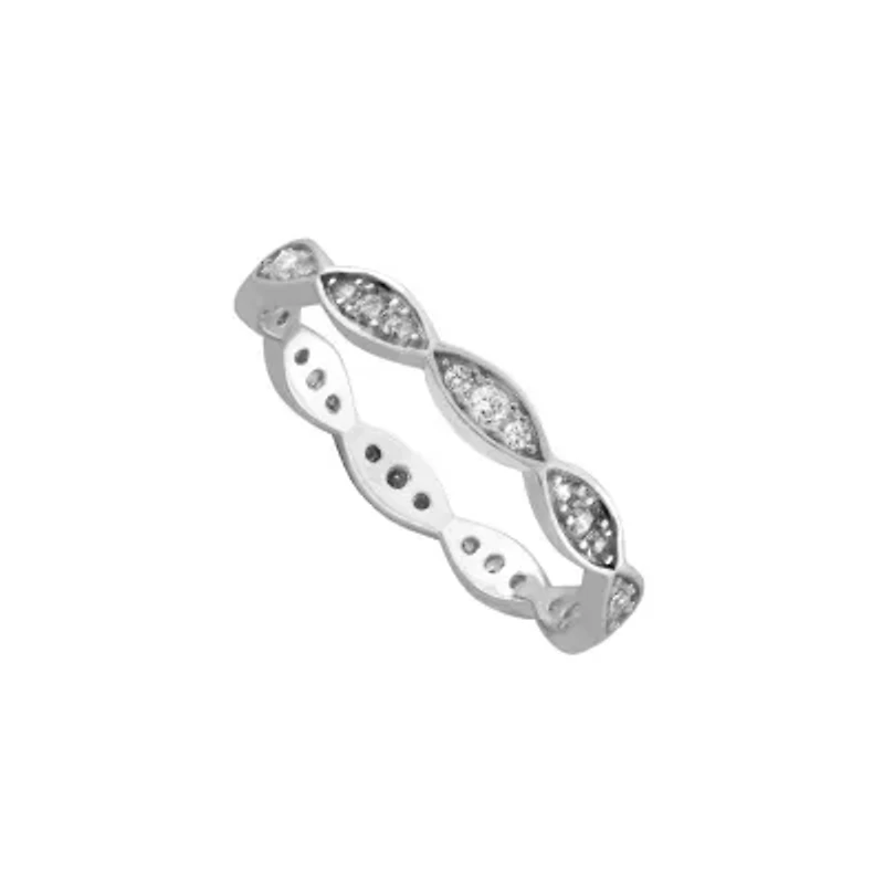 Sterling Silver Cubic Zirconia Pave Wrap Marquise Band Ring Size 7
