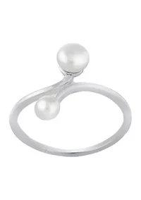 Sterling Silver 4mm and 5mm Freshwater Pearl Bypass Ring - Size 8