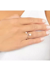 Sterling Silver 4mm and 5mm Freshwater Pearl Bypass Ring - Size 8