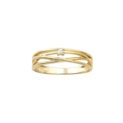 Gold Over Sterling Silver Cubic Zirconia Crossover Ring Size 8
