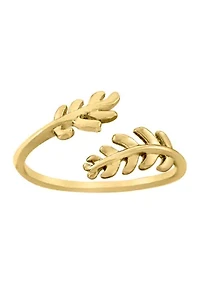 Gold Over Sterling-Silver Leaf Bypass Ring