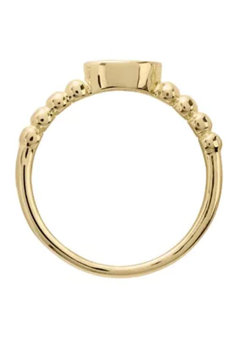 Cubic Zirconia Bezel Beaded Gold Plated Ring