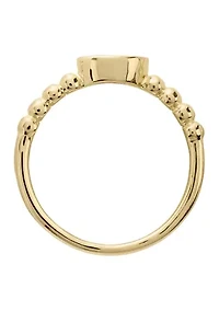 Cubic Zirconia Bezel Beaded Gold Plated Ring