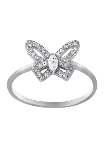 Sterling Silver Cubic Zirconia Butterfly Ring