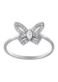 Sterling Silver Cubic Zirconia Butterfly Ring