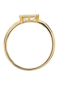 Cubic Zirconia Emerald Cut Gold Over Silver Ring 