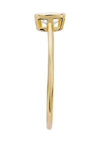 Cubic Zirconia Emerald Cut Gold Over Silver Ring 