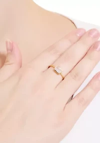 Cubic Zirconia Emerald Cut Gold Over Silver Ring 