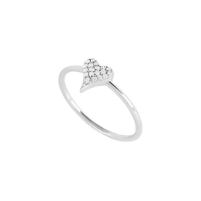 Sterling Silver Cubic Zirconia Heart Ring - Size 7