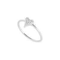 Sterling Silver Cubic Zirconia Heart Ring - Size 7