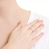 Sterling Silver Cubic Zirconia Heart Ring - Size 7