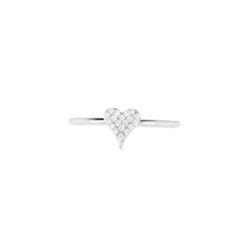 Sterling Silver Cubic Zirconia Heart Ring - Size 7