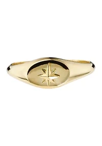 Gold Over Sterling Silver Starburst Signet Ring