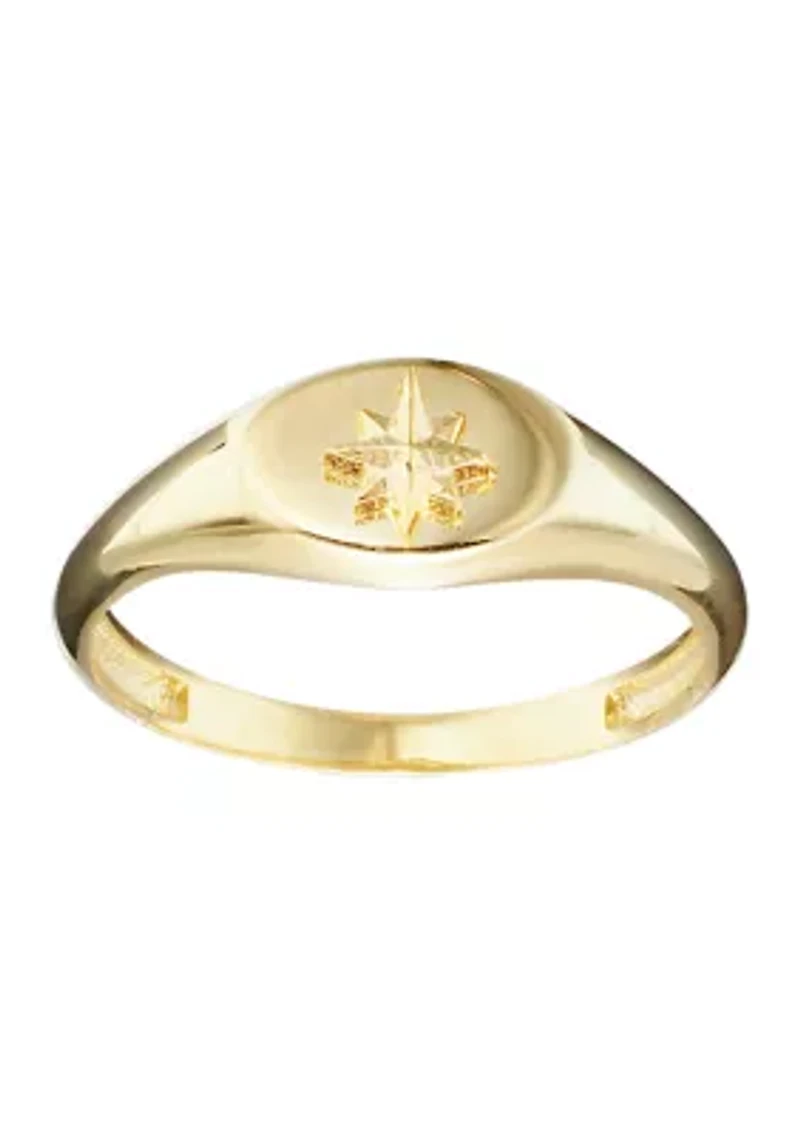 Gold Over Sterling Silver Starburst Signet Ring