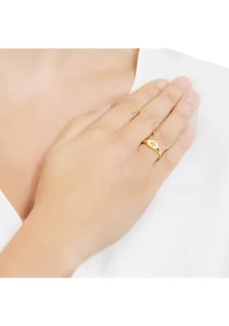 Gold Over Sterling Silver Starburst Signet Ring