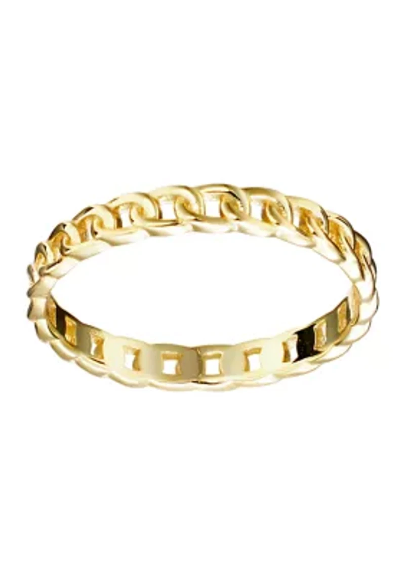 Gold Over Sterling Silver Figaro Link Band Ring