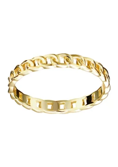 Gold Over Sterling Silver Figaro Link Band Ring