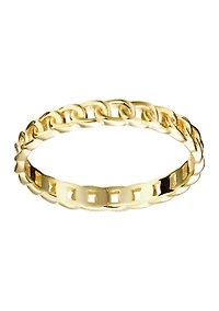 Gold Over Sterling Silver Figaro Link Band Ring