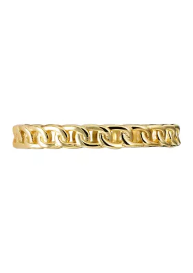 Gold Over Sterling Silver Figaro Link Band Ring