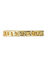 Gold Over Sterling Silver Figaro Link Band Ring