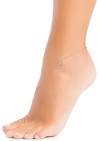 Sterling Silver 9.5" + 1" Extender Starfish Charm Ankle Bracelet