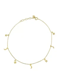 Yellow Gold Over Sterling Silver Mirror Chain Anklet