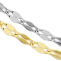 Two Tone Sterling Silver Double Mirror Anklet