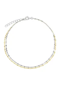 Two Tone Sterling Silver Double Mirror Anklet