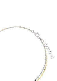 Two Tone Sterling Silver Double Mirror Anklet