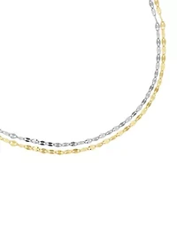 Two Tone Sterling Silver Double Mirror Anklet