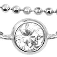 Sterling Silver 9" + 1" Extender Cubic Zirconia Bezel Double Chain Ankle Bracelet