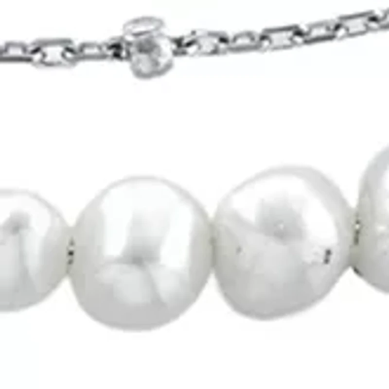 Sterling Silver 9" + 1" Double Row Freshwater Pearl Anklet