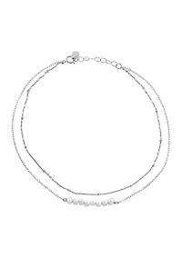 Sterling Silver 9" + 1" Double Row Freshwater Pearl Anklet
