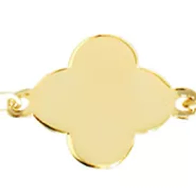 Gold Over Sterling Silver Triple Clover Chain Anklet