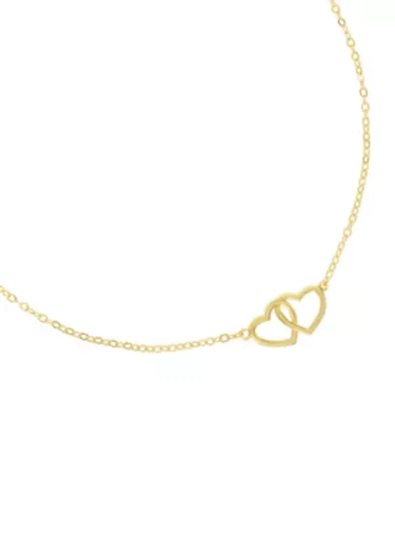 Gold Over Sterling Silver Interlocking Heart Anklet
